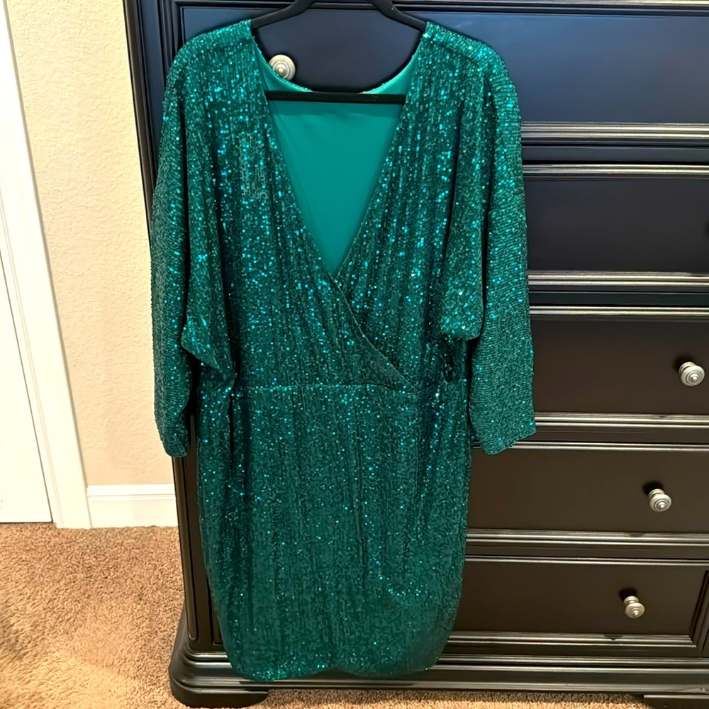 NWT Eloquii Green Sequin Dress Plus